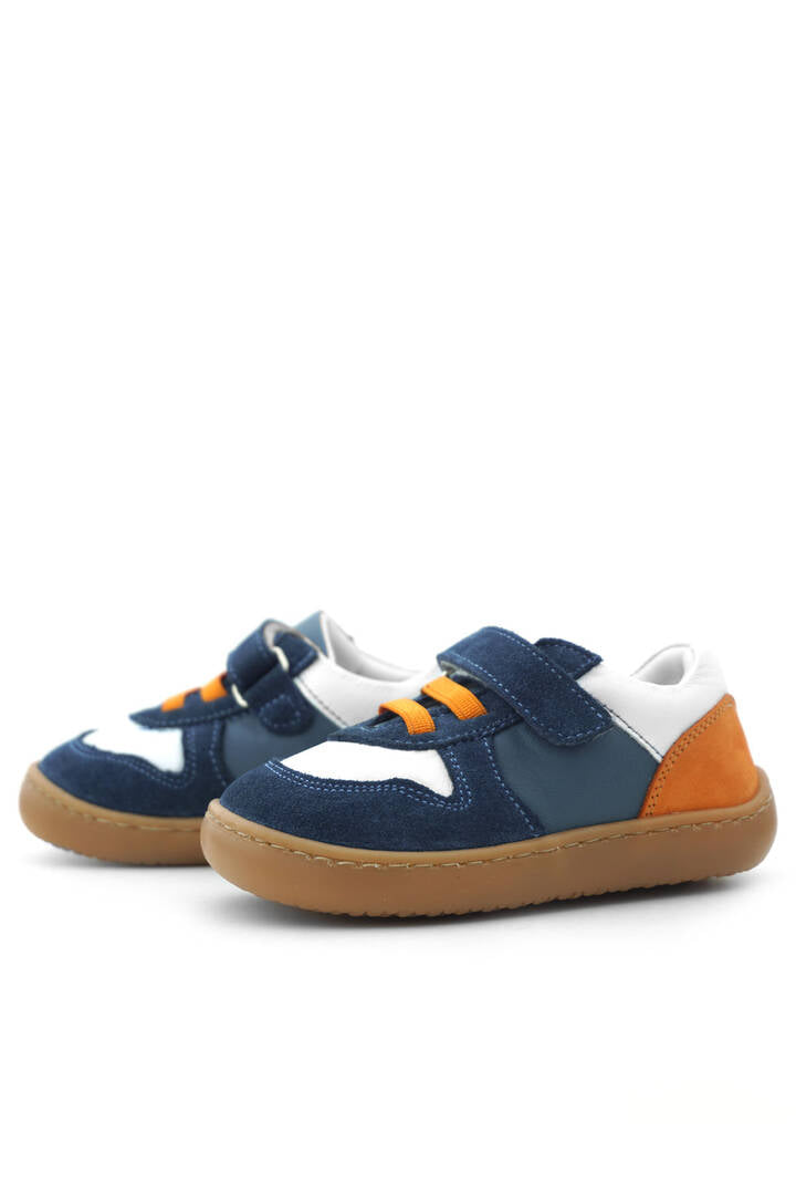 Maiyko Barefoot Lacivert & Beyaz Hakiki Deri Bebek Sneaker