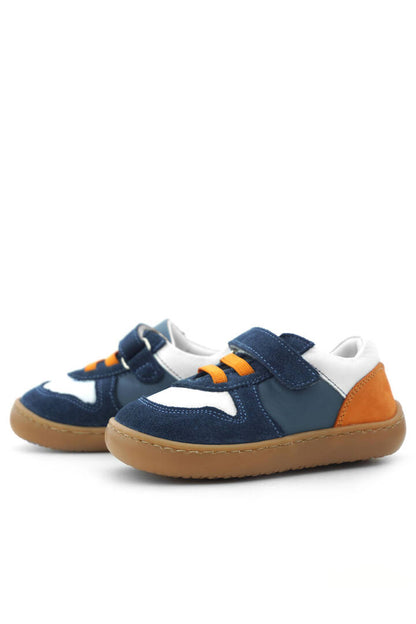 Maiyko Barefoot Lacivert & Beyaz Hakiki Deri Bebek Sneaker
