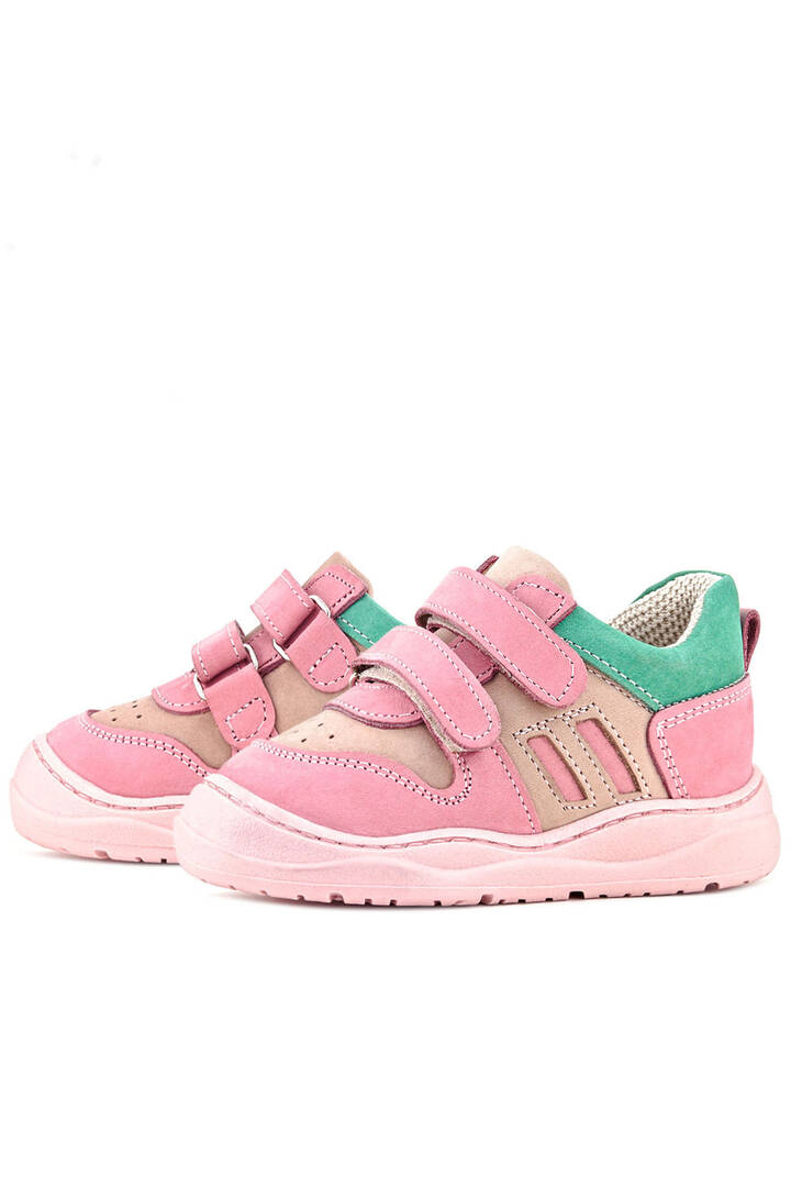 Maiyko Step Pembe & Yeşil Hakiki Deri Bebek İlk Adım Ayakkabısı