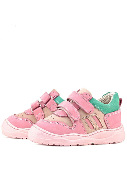 Maiyko Step Pembe & Yeşil Hakiki Deri Bebek İlk Adım Ayakkabısı