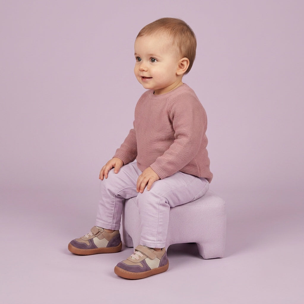 Maiyko Barefoot Mor Pudra bebek ayakkabisi tam boy