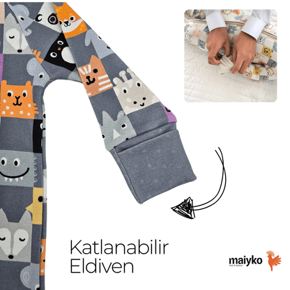 1.0 Tog Wild Friends Fermuarlı Tulum