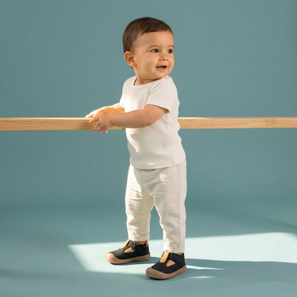 Maiyko Flow Hakiki Deri Siyah & Taba Anatomik Bebek Sandaleti - model