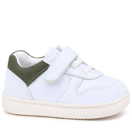 Maiyko Barefoot İlk Adım Ayakkabısı Hakiki Deri Beyaz Nubuk & Haki Bebek Sneaker