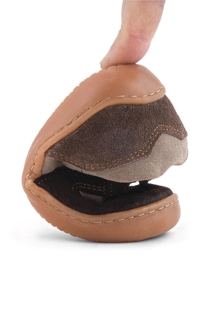 Maiyko Barefoot Hakiki Deri Cırtcırtlı İlk Adım Bebek Sneaker Koyu Kahve