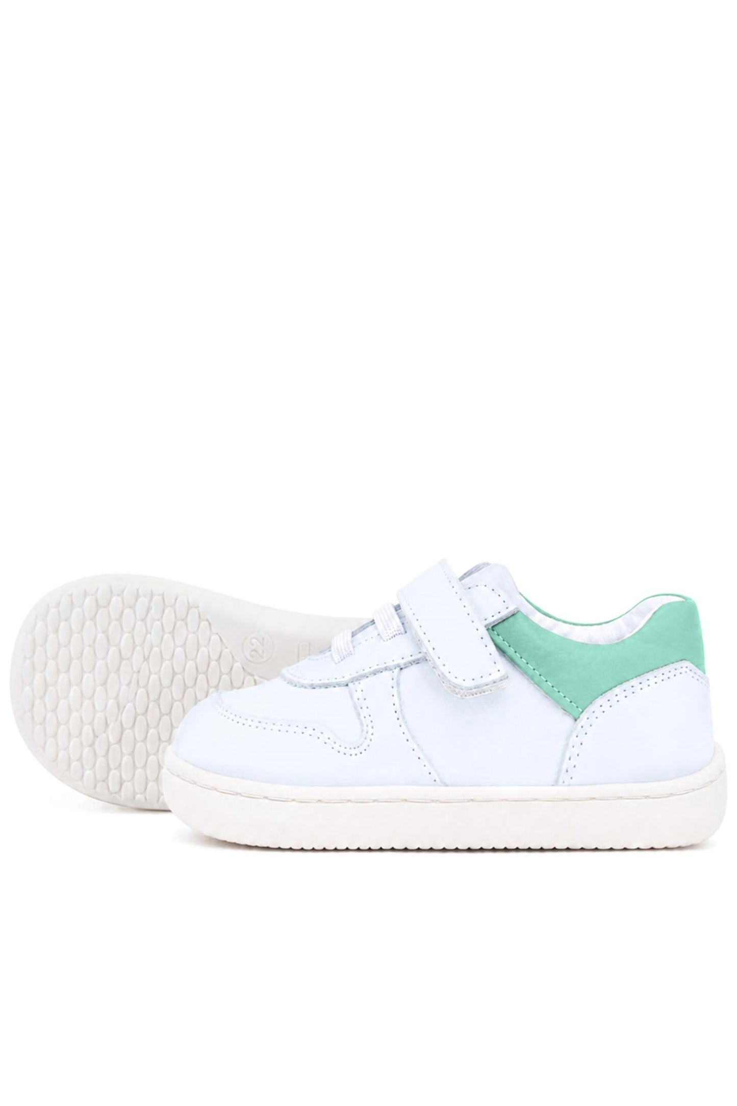 Maiyko Barefoot İlk Adım Ayakkabısı Hakiki Deri Beyaz Nubuk & Yeşil Bebek Sneaker