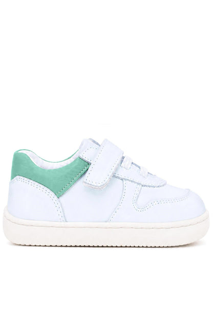 Maiyko Barefoot İlk Adım Ayakkabısı Hakiki Deri Beyaz Nubuk & Yeşil Bebek Sneaker