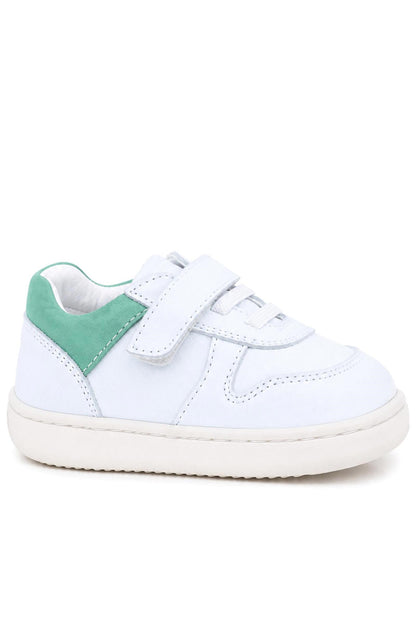 Maiyko Barefoot İlk Adım Ayakkabısı Hakiki Deri Beyaz Nubuk & Yeşil Bebek Sneaker