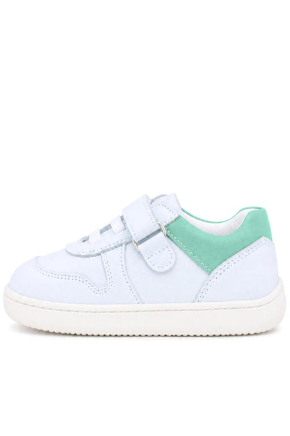 Maiyko Barefoot İlk Adım Ayakkabısı Hakiki Deri Beyaz Nubuk & Yeşil Bebek Sneaker
