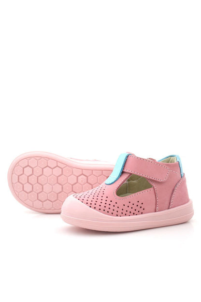 Maiyko Flow Hakiki Deri Pembe & Mavi Anatomik Bebek Sandaleti
