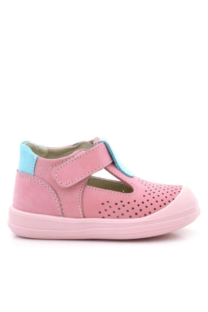 Maiyko Flow Hakiki Deri Pembe & Mavi Anatomik Bebek Sandaleti
