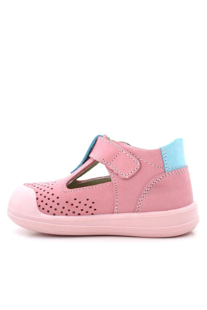 Maiyko Flow Hakiki Deri Pembe & Mavi Anatomik Bebek Sandaleti