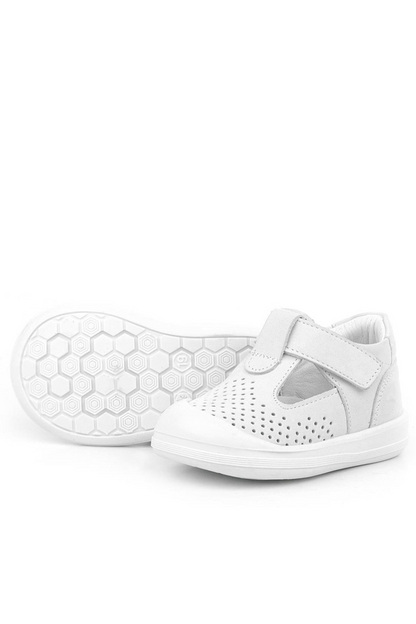 Maiyko Flow Hakiki Deri Beyaz Anatomik Bebek Sandaleti