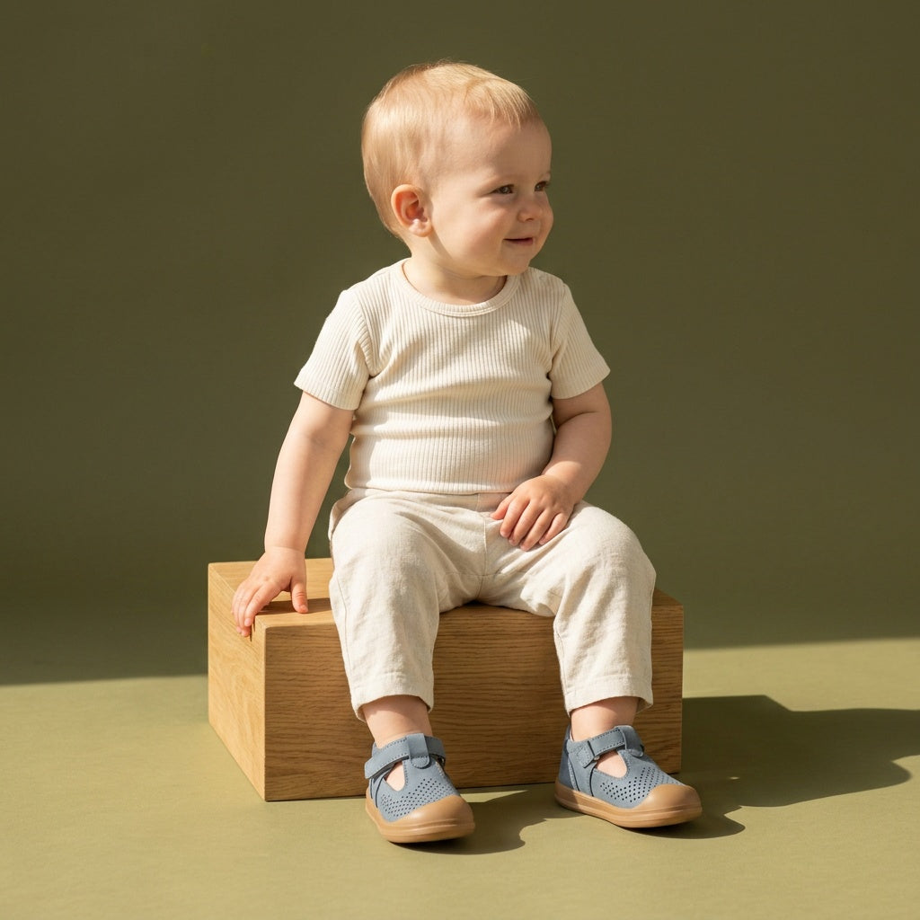 Maiyko Flow Hakiki Deri Gri Anatomik Bebek Sandaleti - model