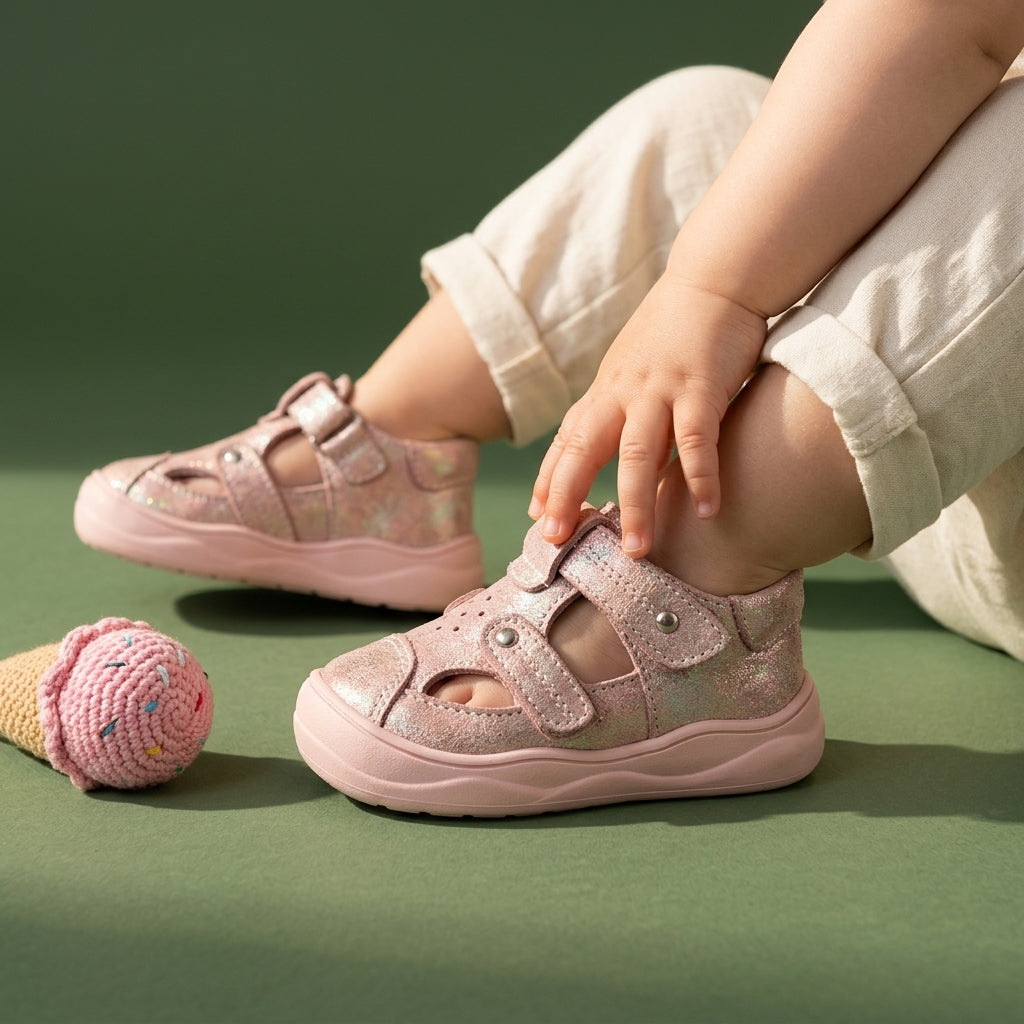 Maiyko Flow Simli Pembe bebek sandaleti yakin cekim