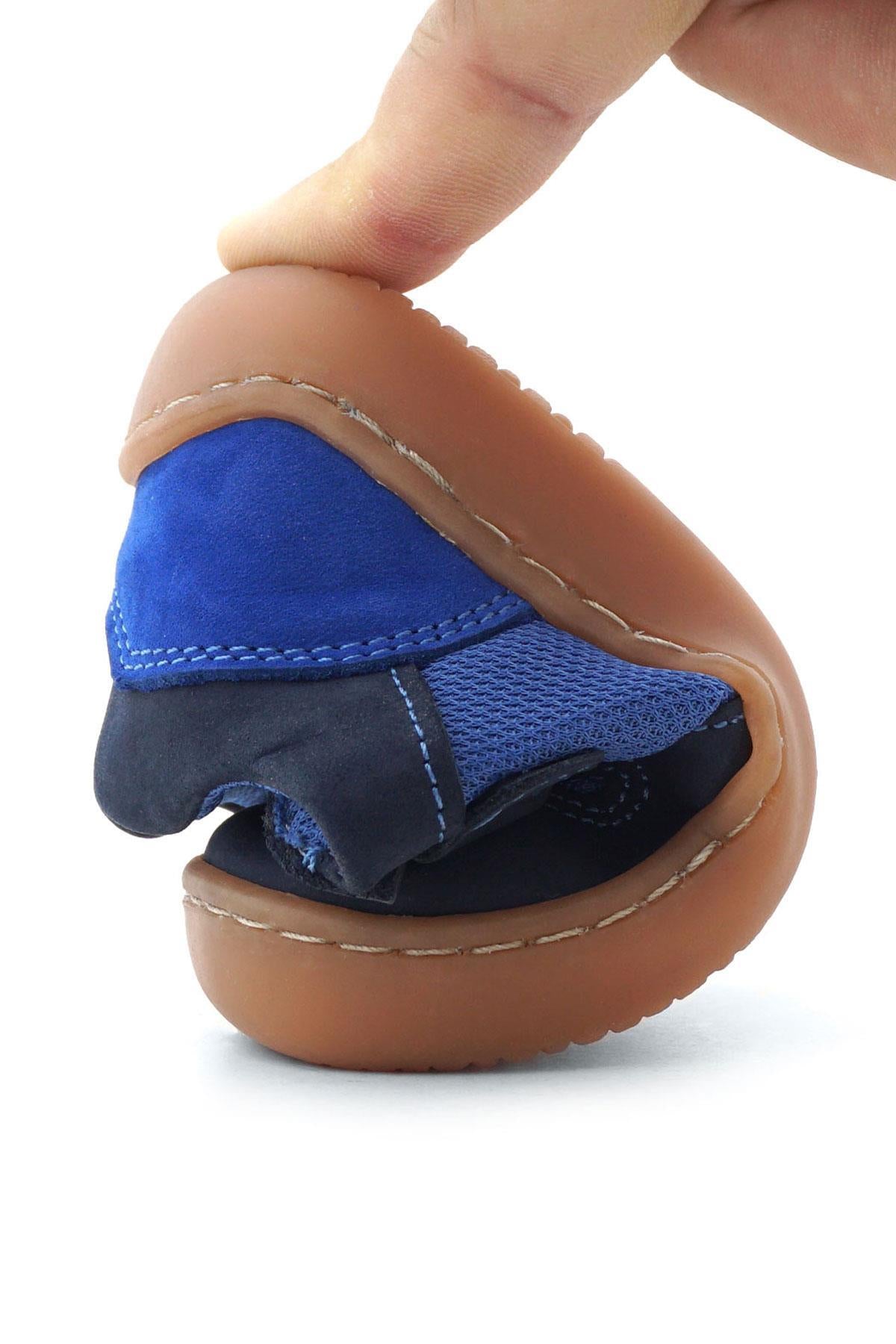 Maiyko Barefoot Hakiki Deri Cırtcırtlı İlk Adım Bebek Sneaker Lacivert