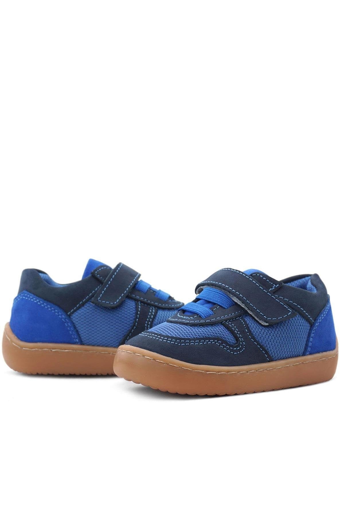 Maiyko Barefoot Hakiki Deri Cırtcırtlı İlk Adım Bebek Sneaker Lacivert