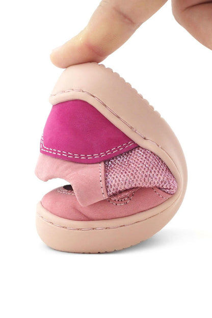 Maiyko Barefoot Hakiki Deri Cırtcırtlı İlk Adım Bebek Sneaker Pembe