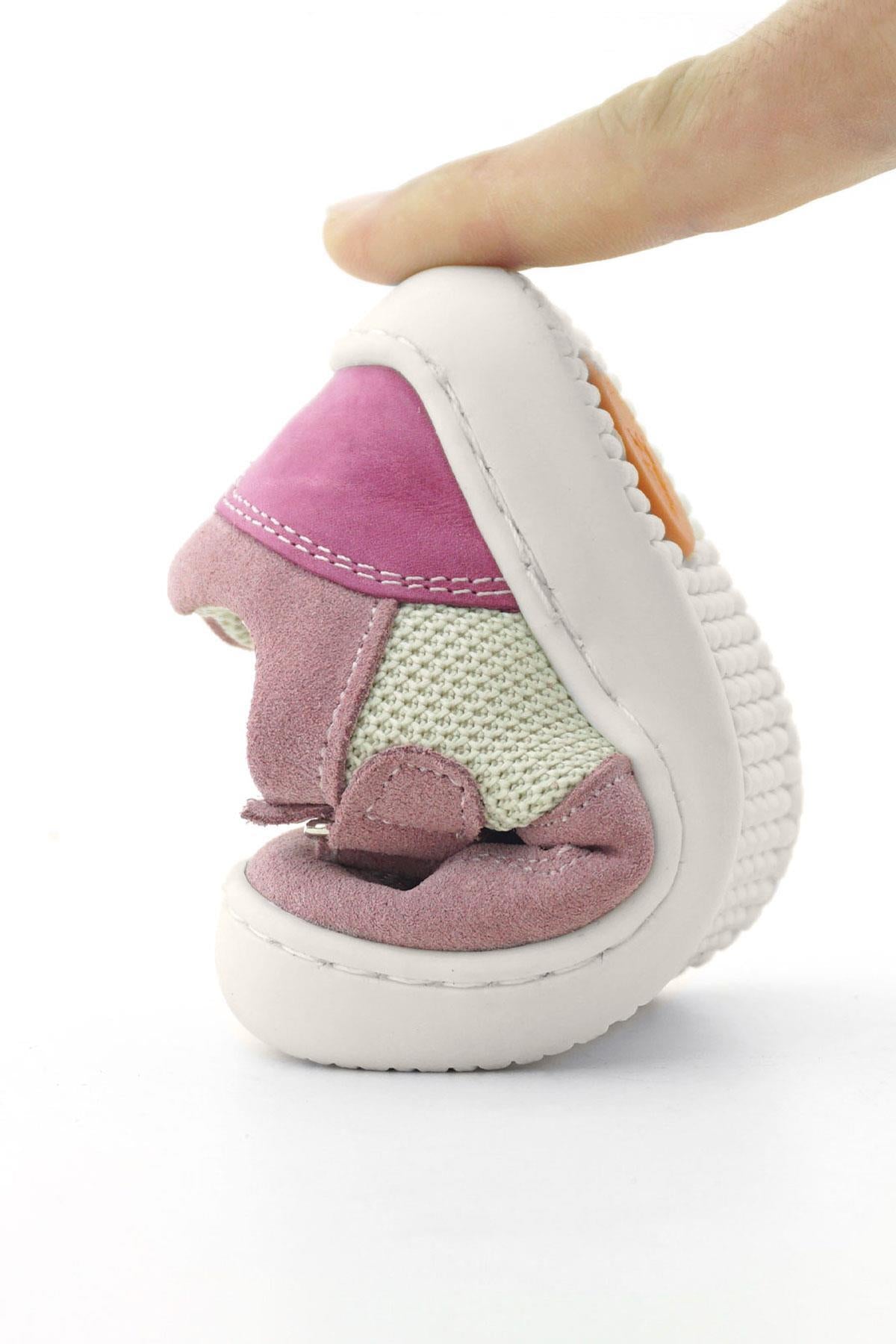 Maiyko Barefoot Hakiki Deri Cırtcırtlı İlk Adım Bebek Sneaker Toz Pembe