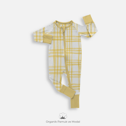 1.0 Tog Pastel Sarı Çizgili Uyku Tulumu