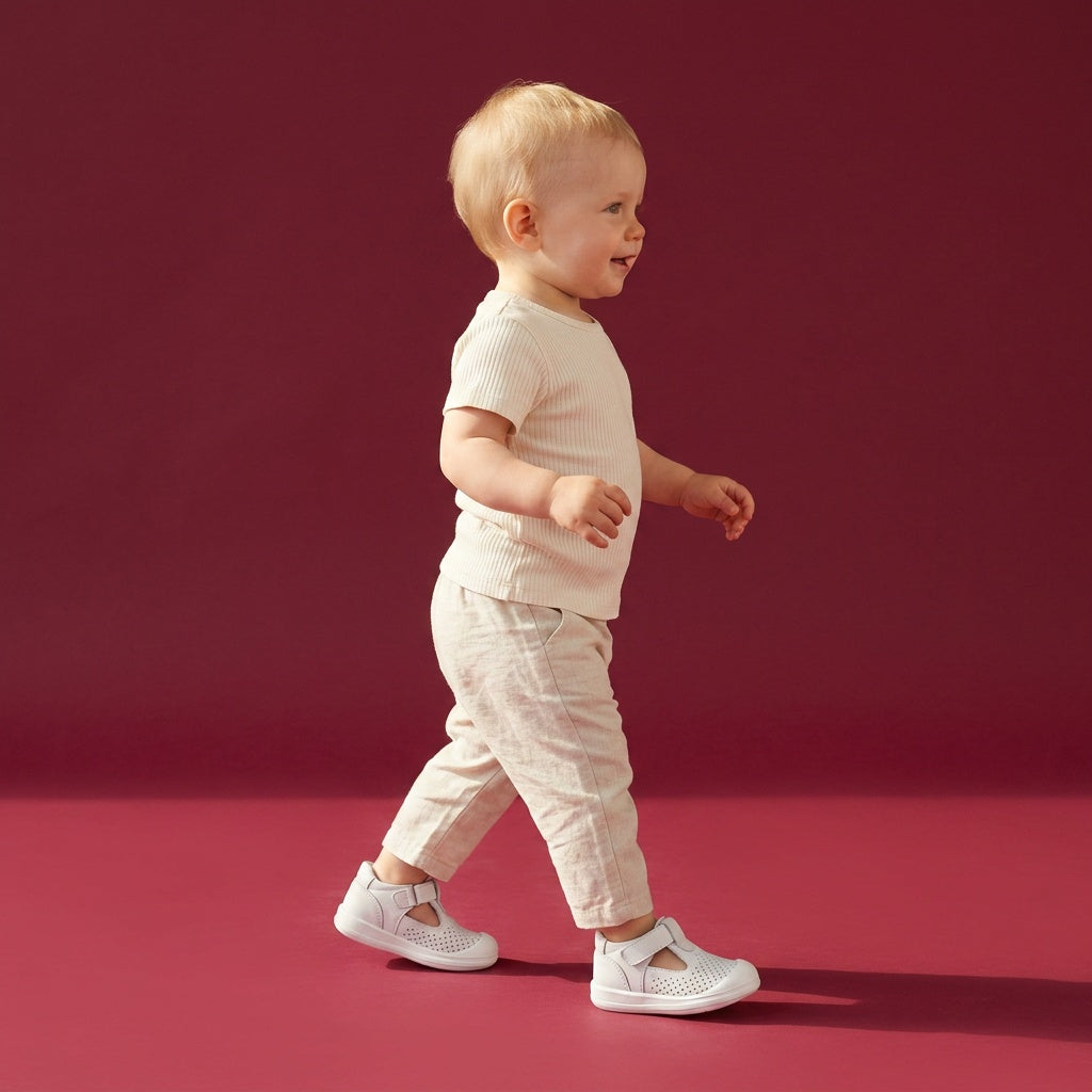 Maiyko Flow Hakiki Deri Beyaz Anatomik Bebek Sandaleti - model